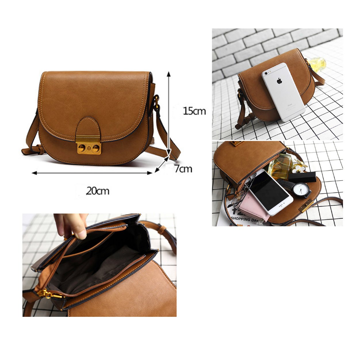Kleine klassische Handtasche mit matter Lederoberfläche
