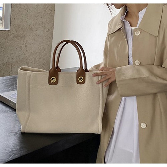 Große Damen Schultertasche aus Canvas – elegant & praktisch