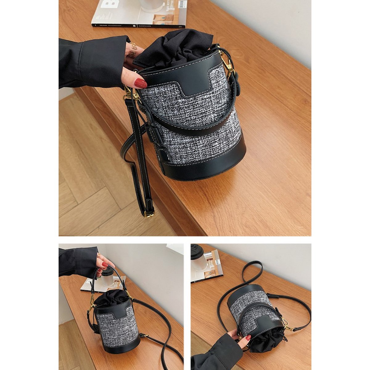 Kleine Crossbody-Handtasche in Eimerform (2 Farboptionen)