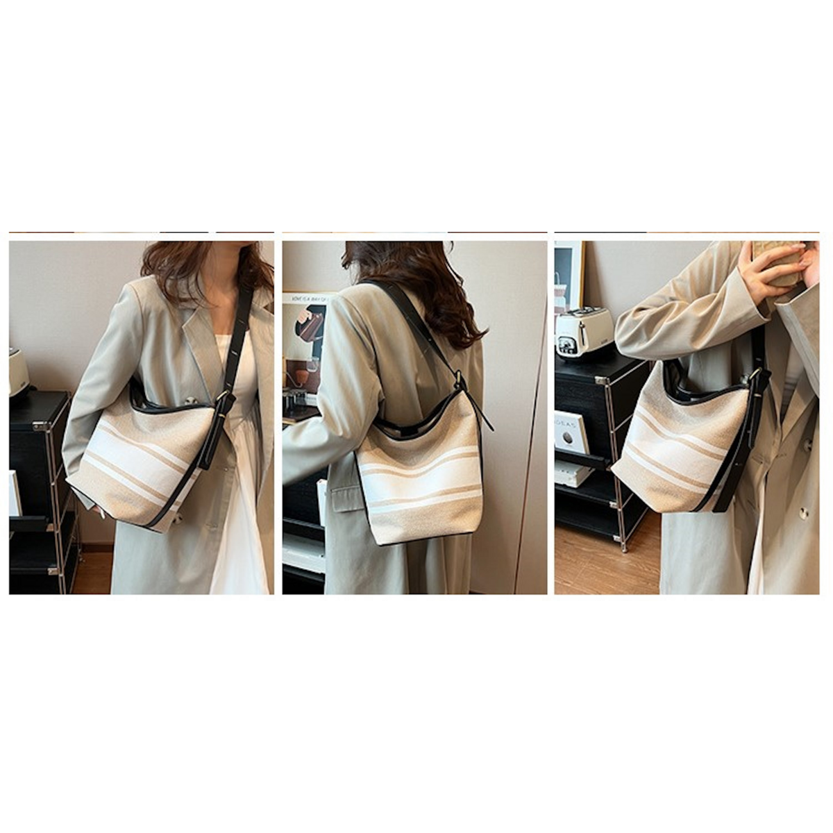 Less Is More Canvas Schultertasche mit extra Innentasche