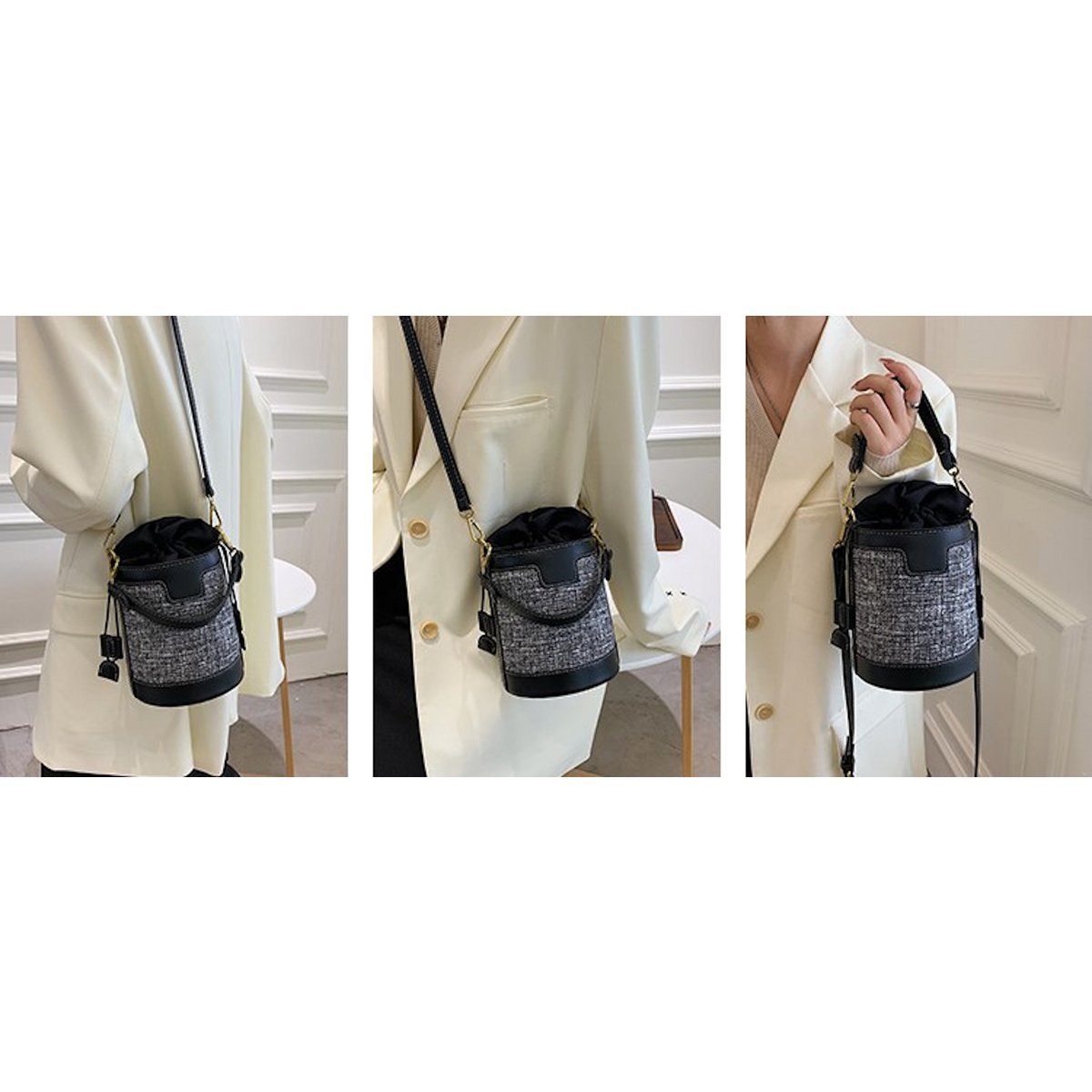 Kleine Crossbody-Handtasche in Eimerform (2 Farboptionen)