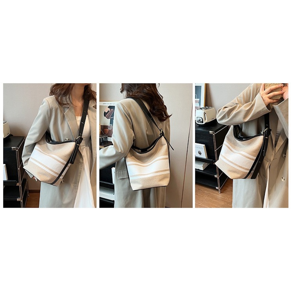 Less Is More Canvas Schultertasche mit extra Innentasche