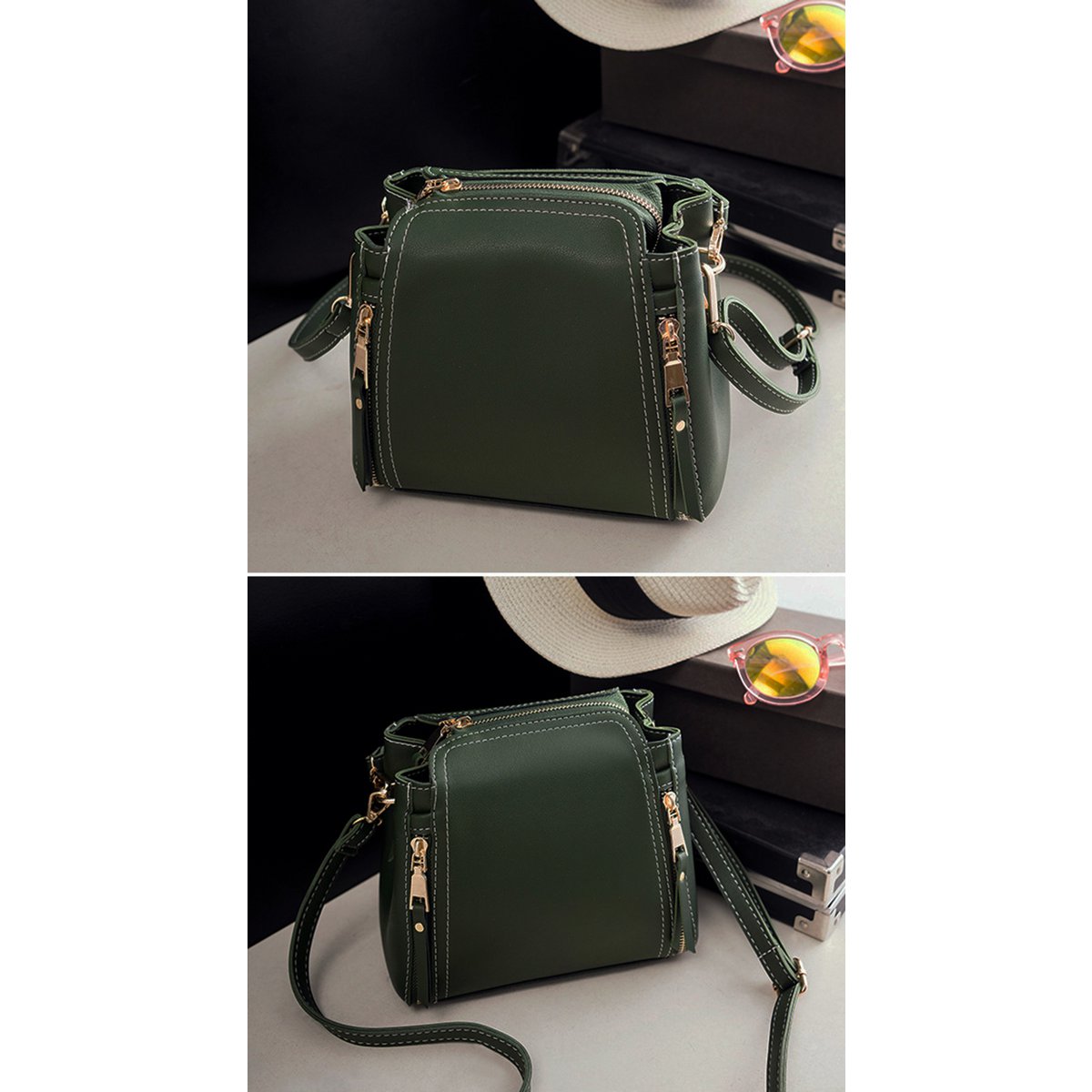 Modische Handtasche in Würfelform – Hellgrau