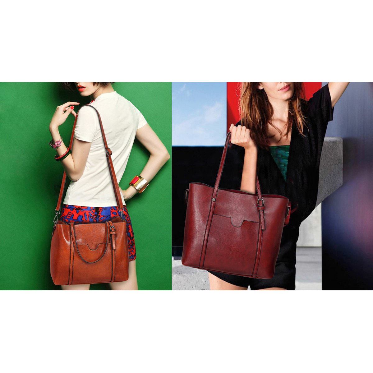 Damen Leder Umhängetasche Henkeltasche (2 Farboptionen)