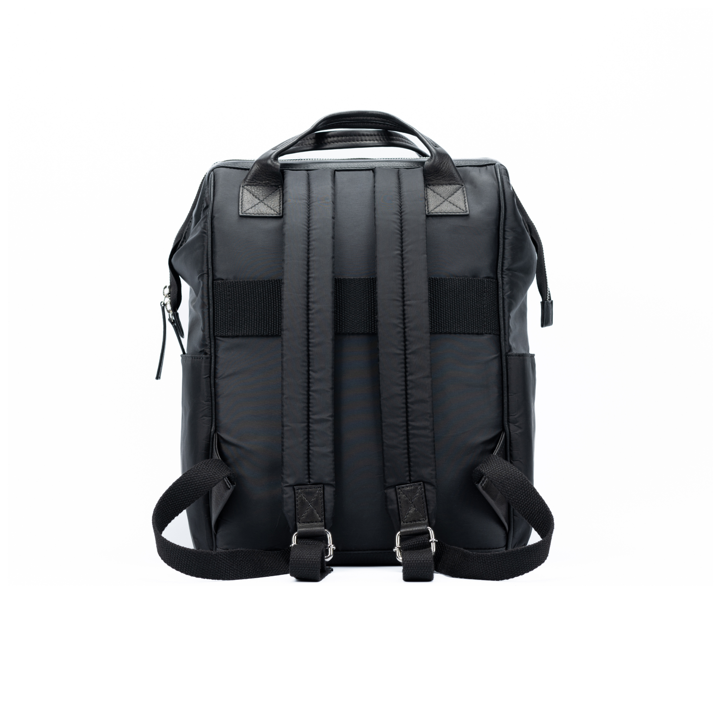 Travel & Business Rucksack – Wasserabweisender Nylon & Echtleder Rucksack in Schwarz