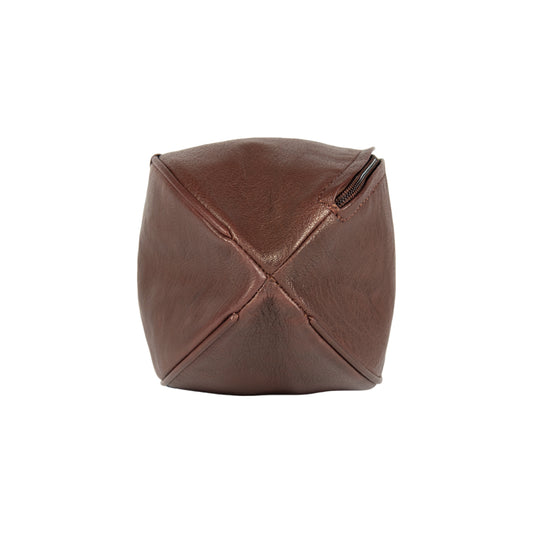 Beauty Case „Rugbyball“ aus echtem Leder | Dunkelbraun (Testa Moro)