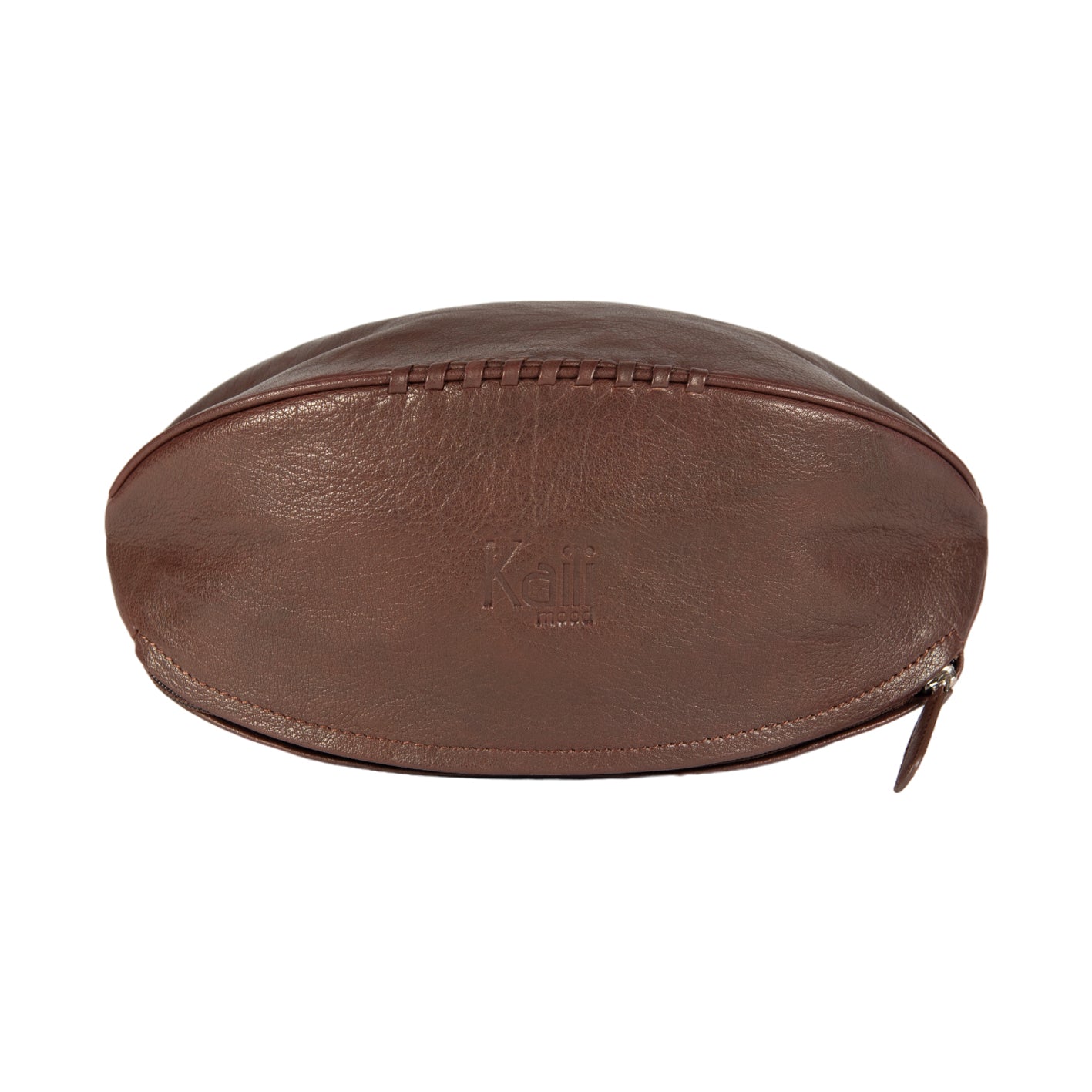 Beauty Case „Rugbyball“ aus echtem Leder | Dunkelbraun (Testa Moro)