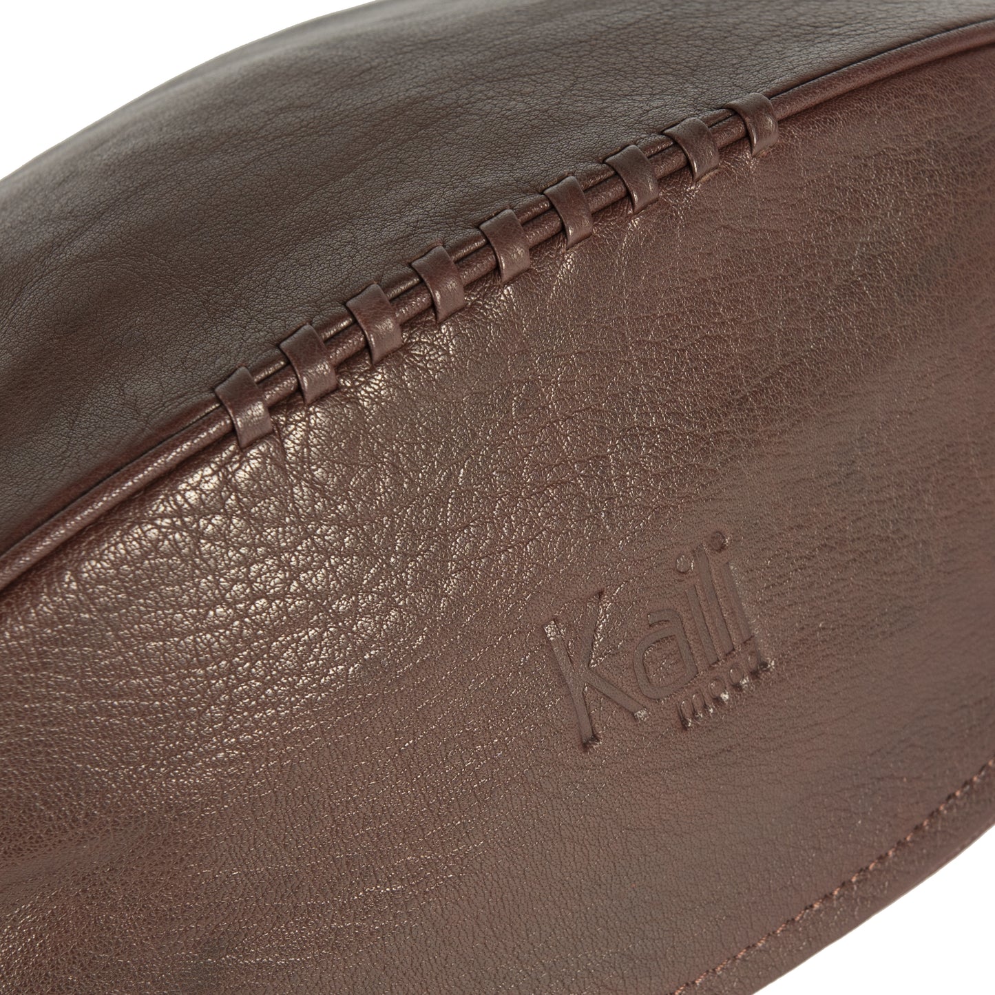 Beauty Case „Rugbyball“ aus echtem Leder | Dunkelbraun (Testa Moro)