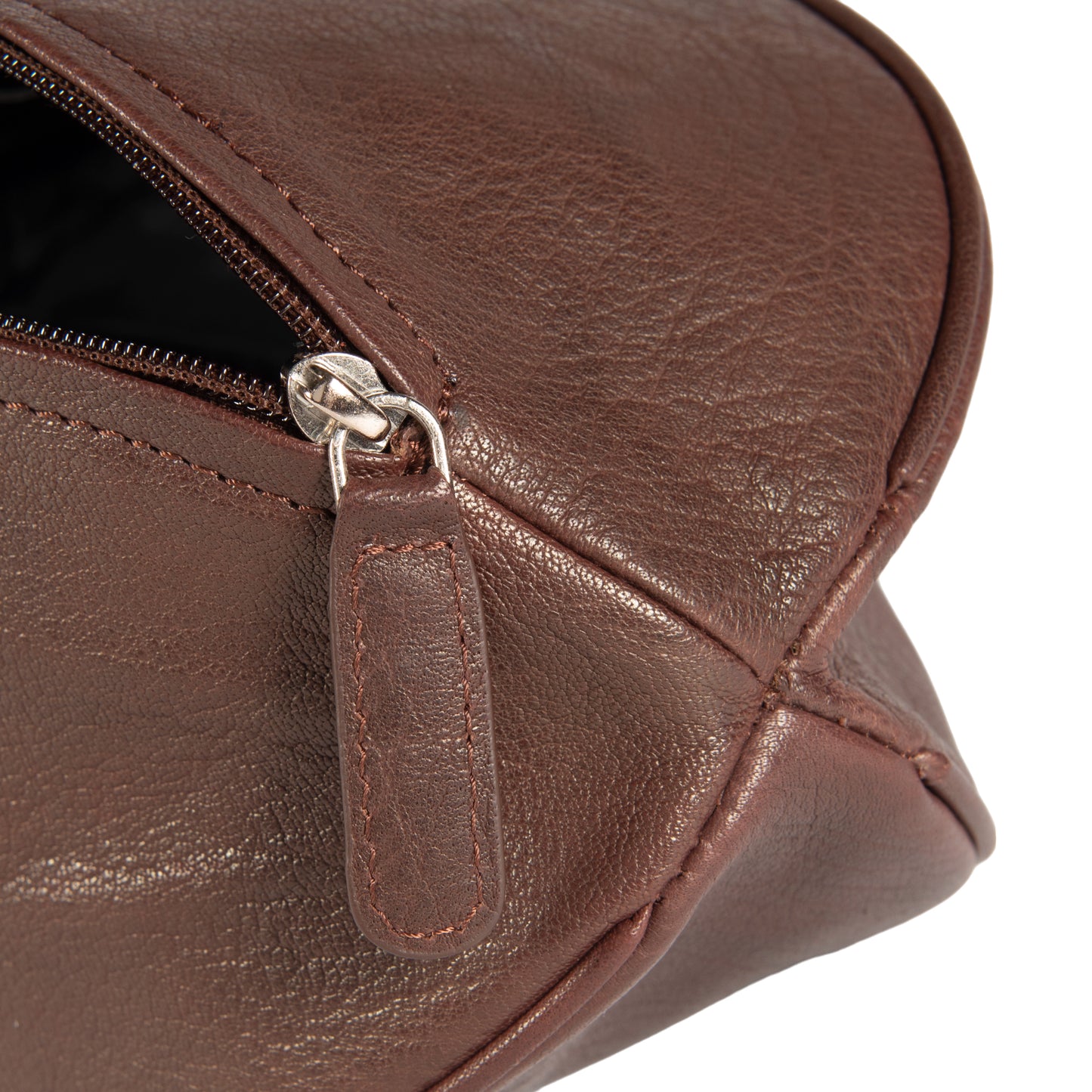 Beauty Case „Rugbyball“ aus echtem Leder | Dunkelbraun (Testa Moro)