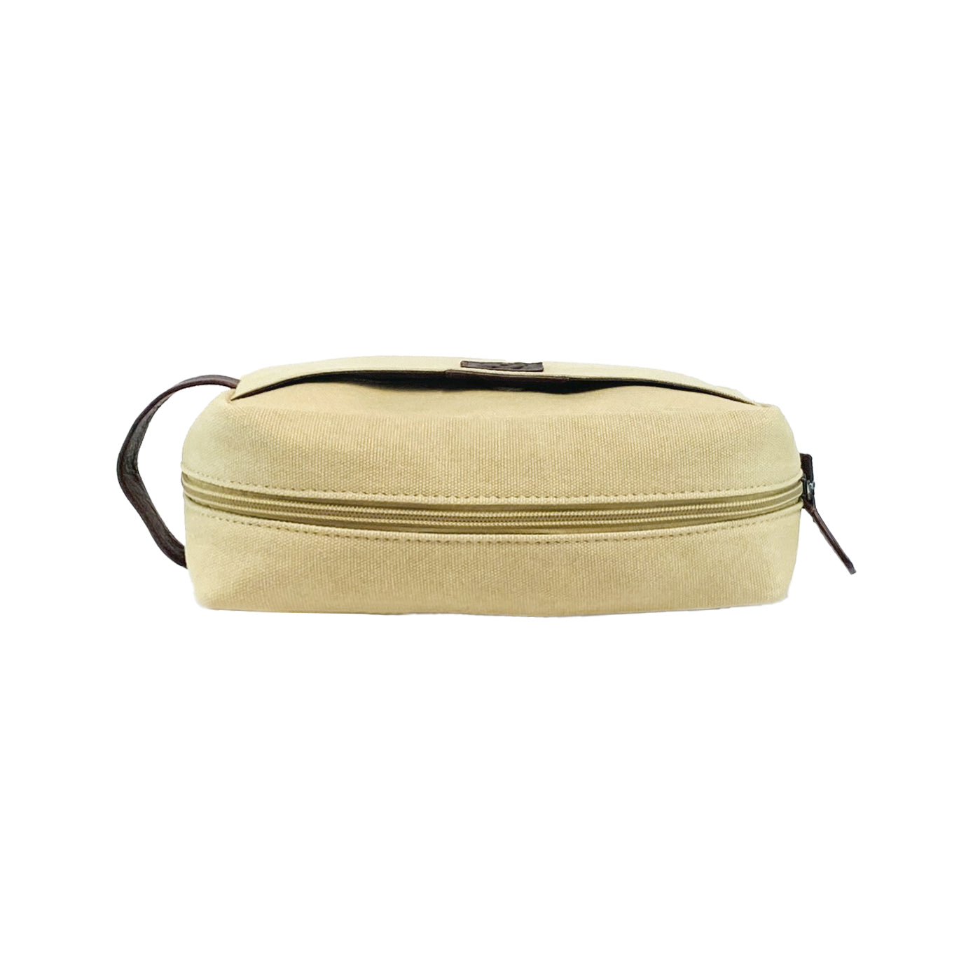 Beauty Case aus Canvas & echtem Vollnarbenleder | Seil/Dunkelbraun