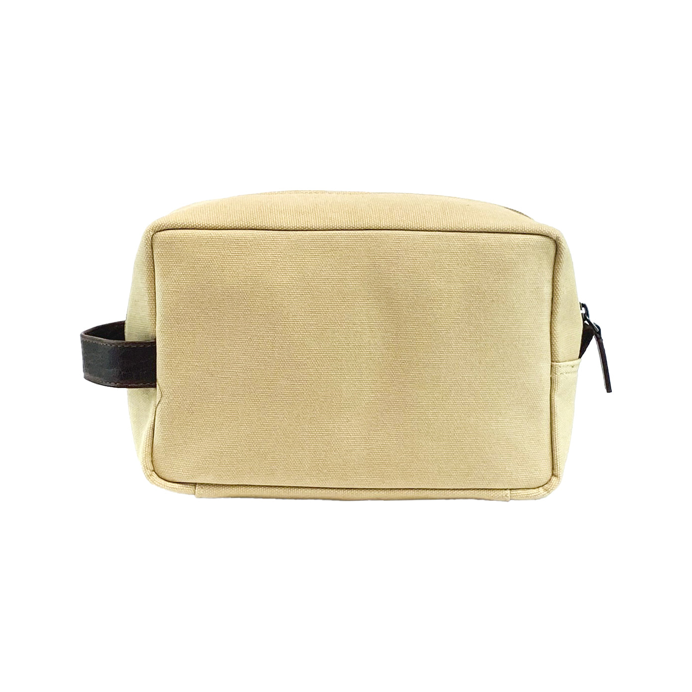 Beauty Case aus Canvas & echtem Vollnarbenleder | Seil/Dunkelbraun