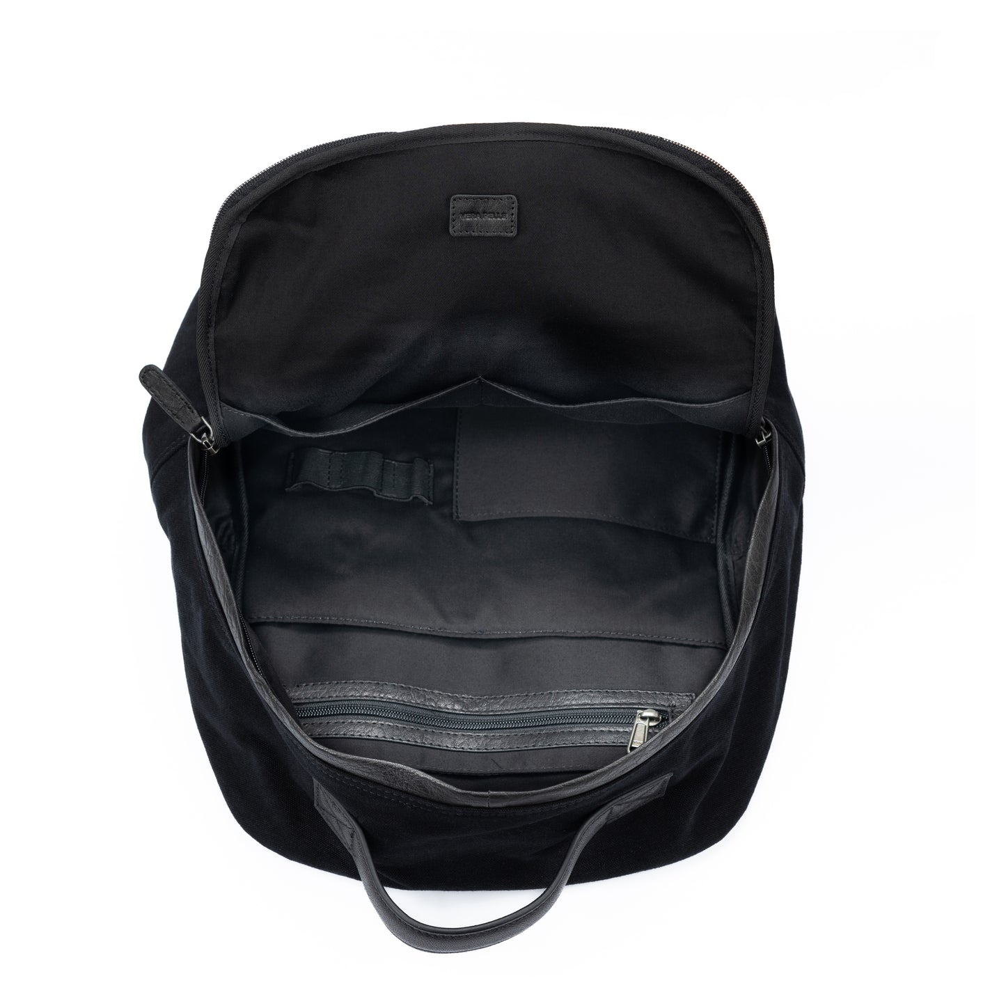 Notebook Rucksack – Canvas & Echtleder Rucksack in Schwarz