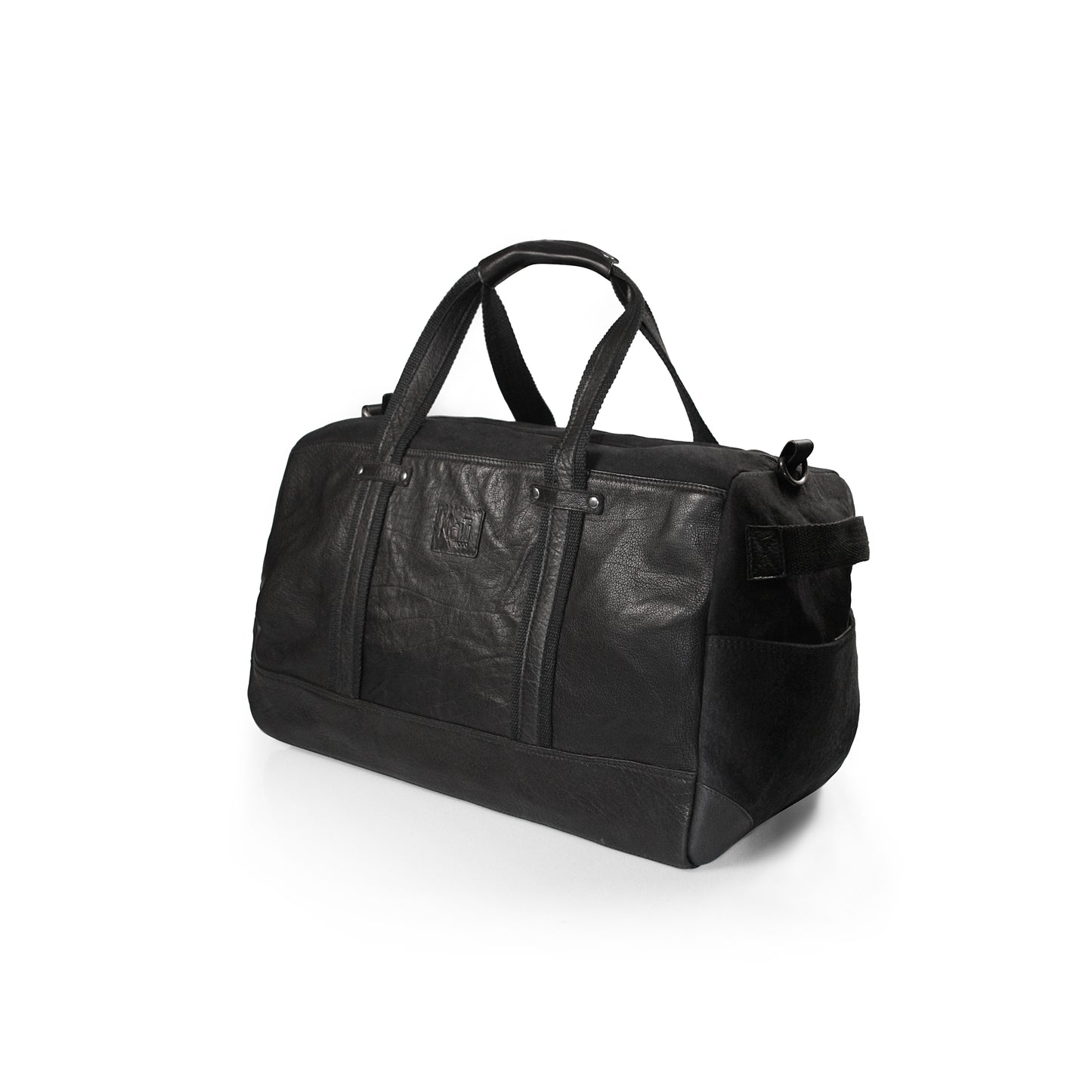 Reisetasche – Canvas & Echtleder Tasche in Schwarz