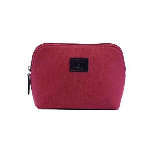 Damen Clutch – Canvas & Echtleder Tasche in Bordeaux/Dunkelbraun