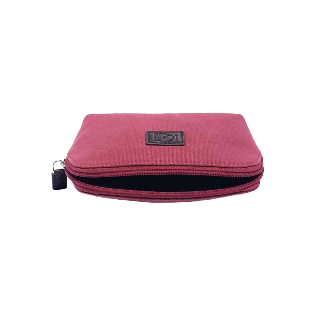 Damen Clutch – Canvas & Echtleder Tasche in Bordeaux/Dunkelbraun