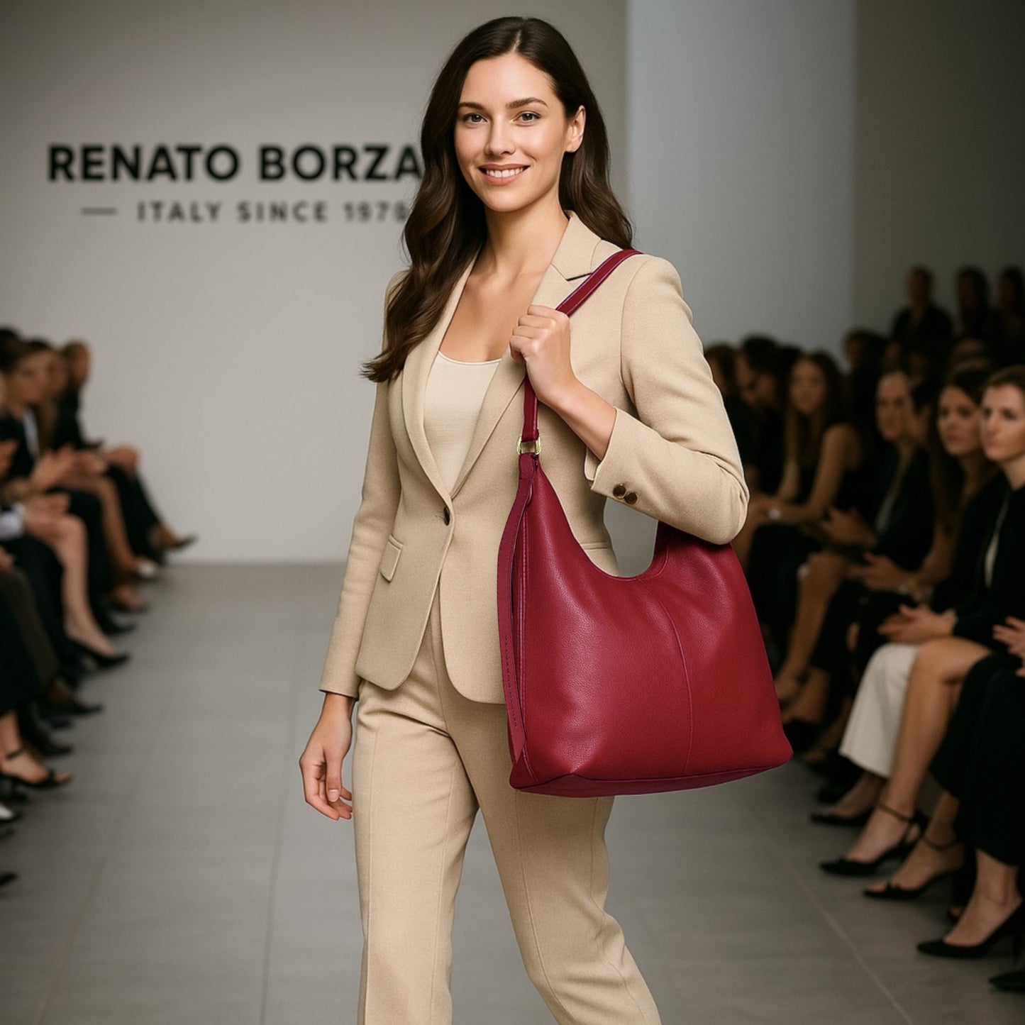 URORA – Weiche Damen-Umhängetasche aus echtem italienischem Leder RENATO BORZATTA – Italy since 1978