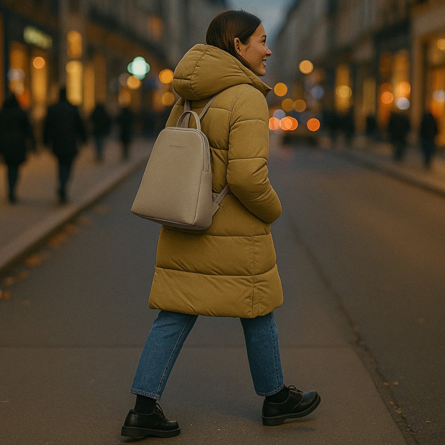 VIOLA – Damenrucksack aus echtem italienischem Leder mit zwei Fächern RENATO BORZATTA – Italy since 1978