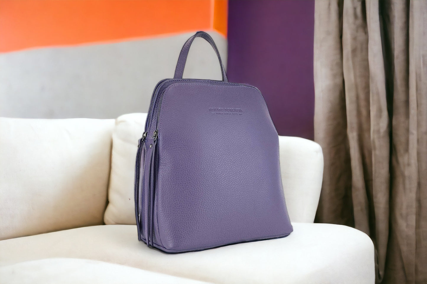 VIOLA – Damenrucksack aus echtem italienischem Leder mit zwei Fächern RENATO BORZATTA – Italy since 1978