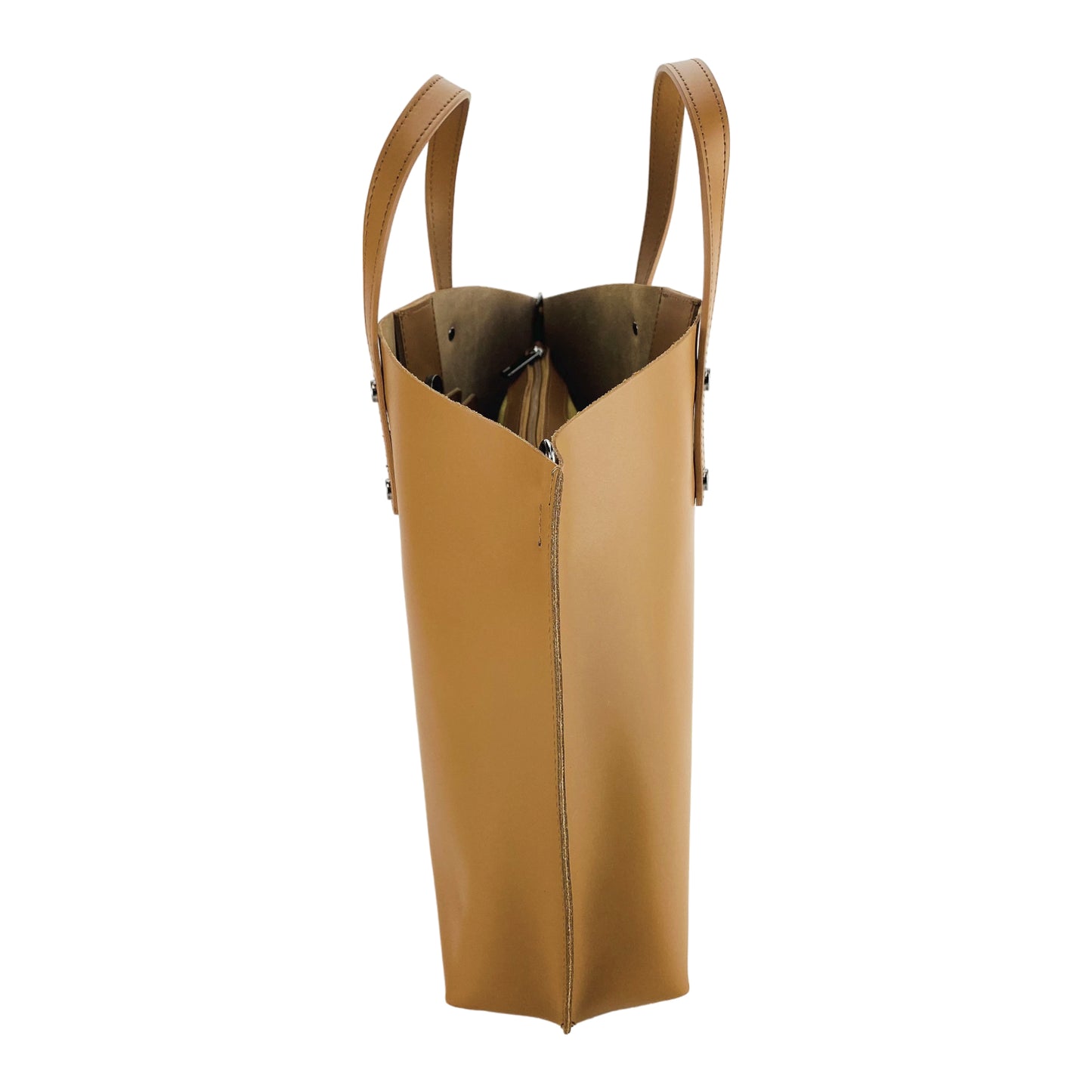 Women's handbag made of genuine leather – Made in Italy with a detachable shoulder strap. Removable large interior pocket. Shiny gunmetal metal accessories. Dimensions: 48 x 31 x 11 cm.