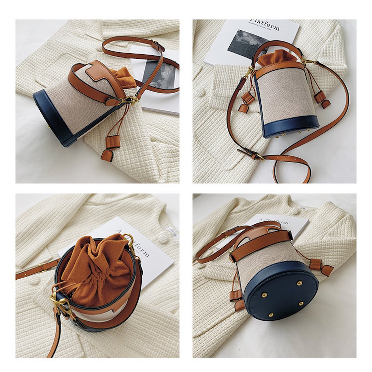 Kleine Crossbody-Handtasche in Eimerform (2 Farboptionen)