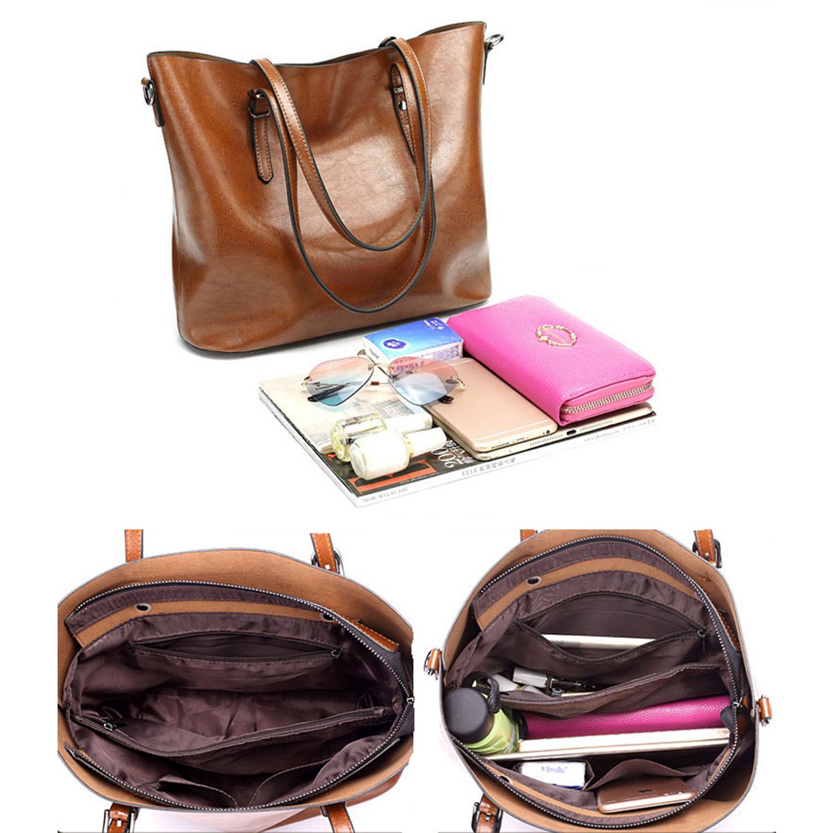 Damen Handtasche Leder Umhängetasche (2 Farboptionen)