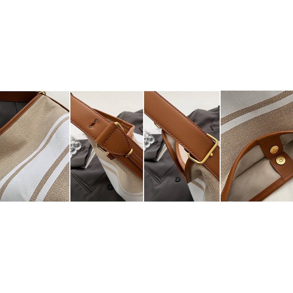 Less Is More Canvas Schultertasche mit extra Innentasche