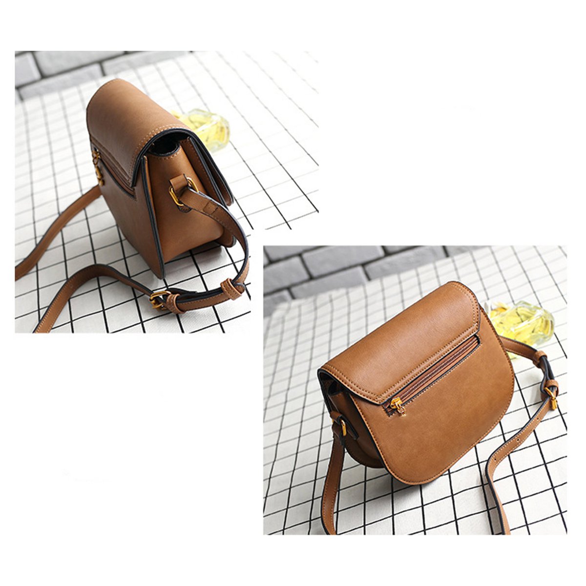 Kleine klassische Handtasche mit matter Lederoberfläche
