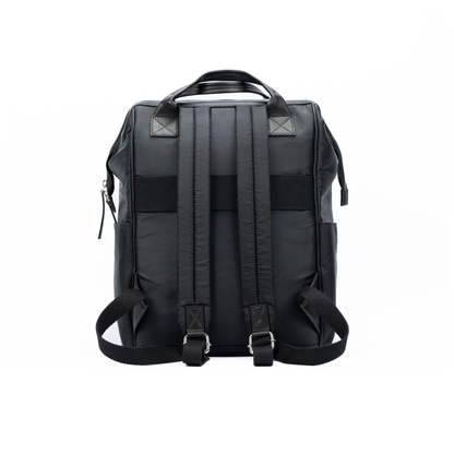 Travel & Business Rucksack – Wasserabweisender Nylon & Echtleder Rucksack in Schwarz