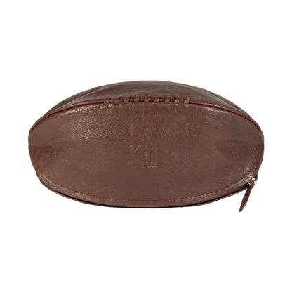 Beauty Case „Rugbyball“ aus echtem Leder | Dunkelbraun (Testa Moro)