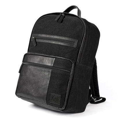 Notebook Rucksack – Canvas & Echtleder Rucksack in Schwarz