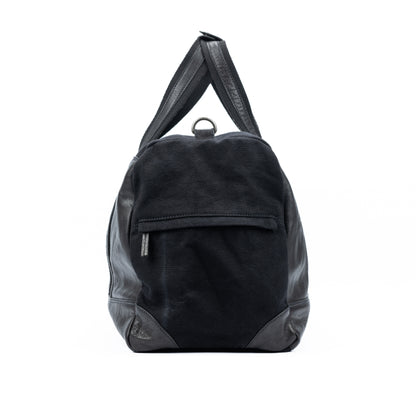 Reisetasche – Canvas & Echtleder Tasche in Schwarz