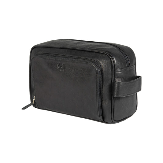 Kosmetiktasche / Kulturtasche – Echtleder Beauty Case in Schwarz