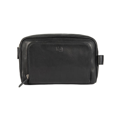 Kosmetiktasche / Kulturtasche – Echtleder Beauty Case in Schwarz