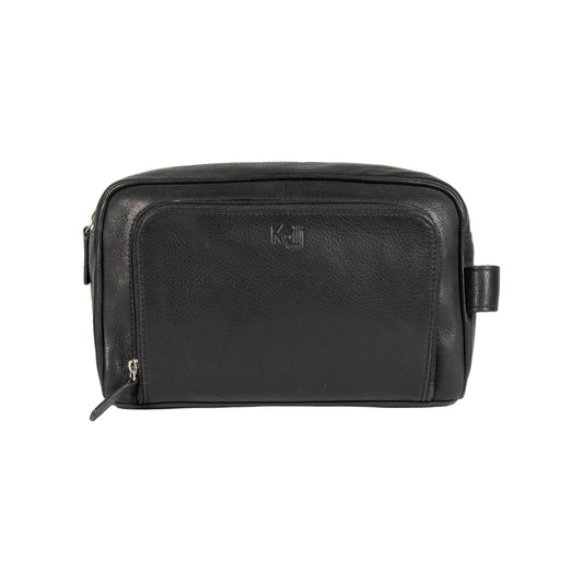 Kosmetiktasche / Kulturtasche – Echtleder Beauty Case in Schwarz