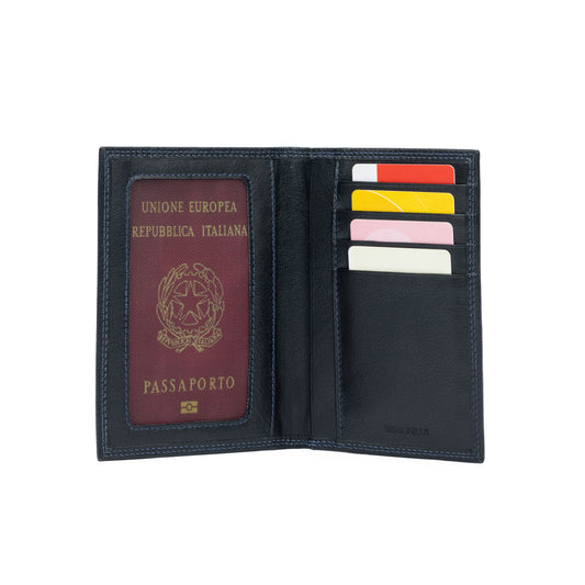 Dokumenten- & Reisepasshülle aus echtem Leder | Schwarz – Italian Handcrafted Design