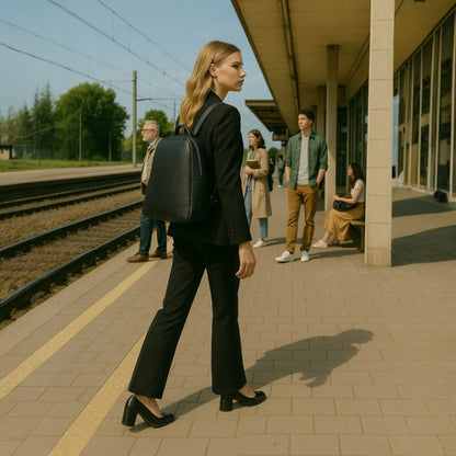 VIOLA – Damenrucksack aus echtem italienischem Leder mit zwei Fächern  RENATO BORZATTA – Italy since 1978