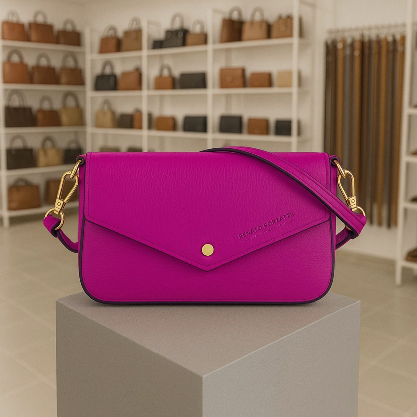 Premium Leder Umhängetasche Damen DAISY  – Kleine Designer Schultertasche Made in Italy