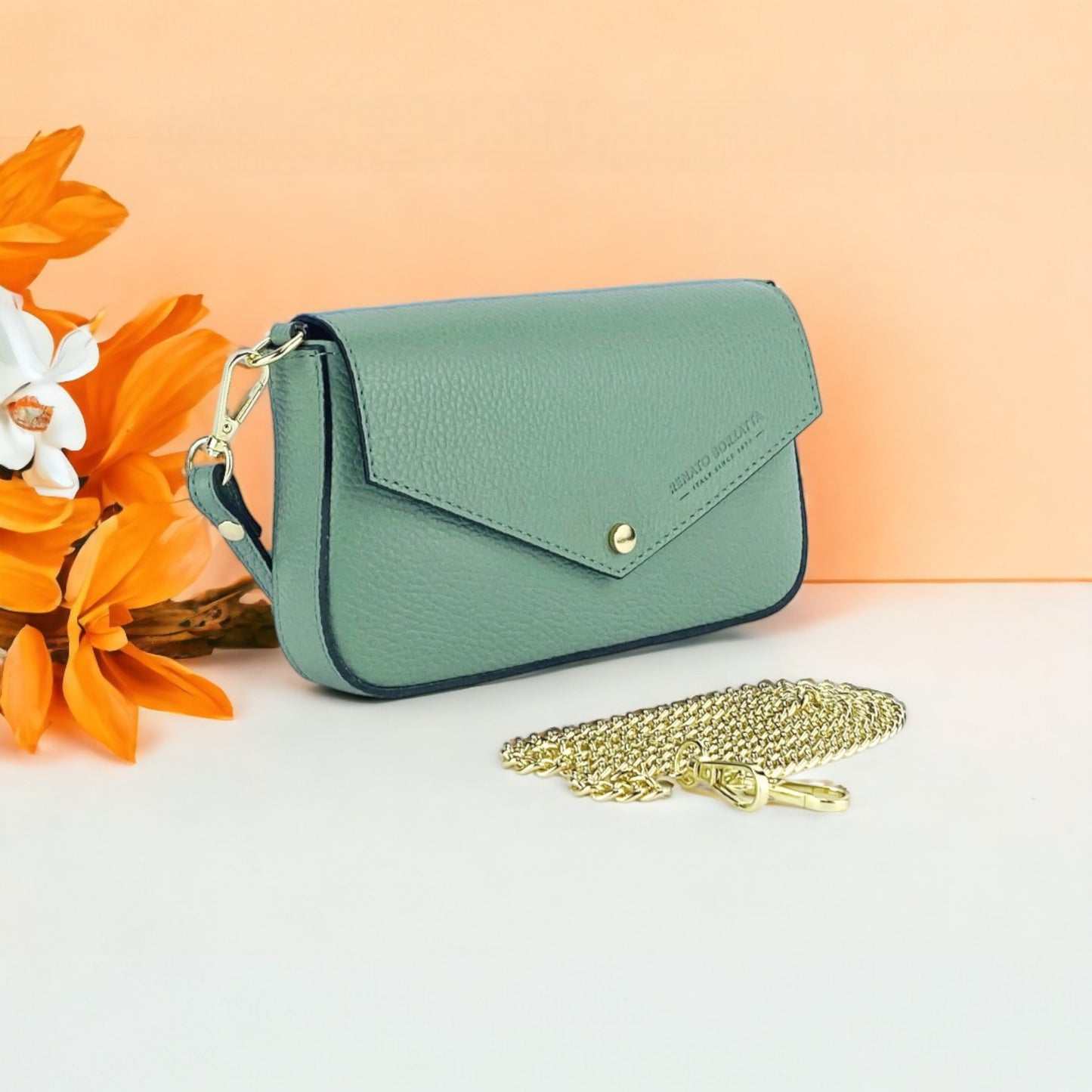 Premium Leder Umhängetasche Damen DAISY  – Kleine Designer Schultertasche Made in Italy