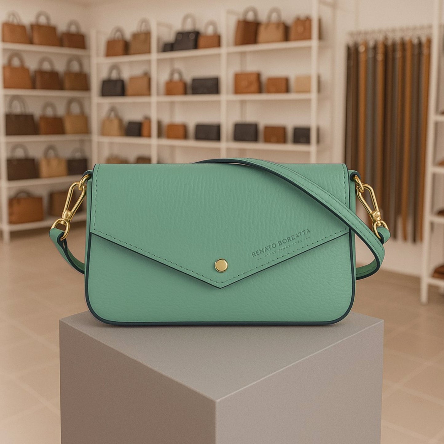 Premium Leder Umhängetasche Damen DAISY  – Kleine Designer Schultertasche Made in Italy
