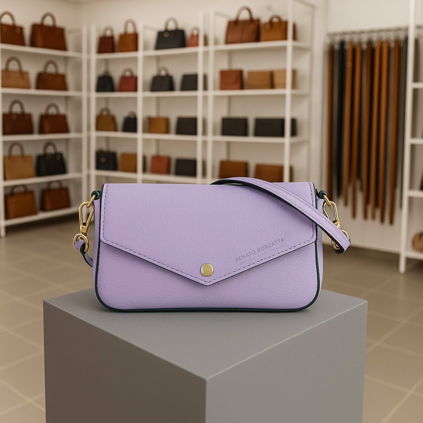 Premium Leder Umhängetasche Damen DAISY  – Kleine Designer Schultertasche Made in Italy