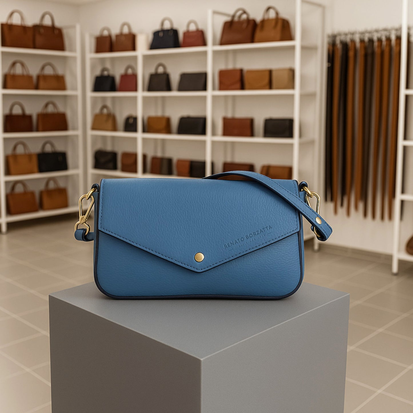 Premium Leder Umhängetasche Damen DAISY  – Kleine Designer Schultertasche Made in Italy