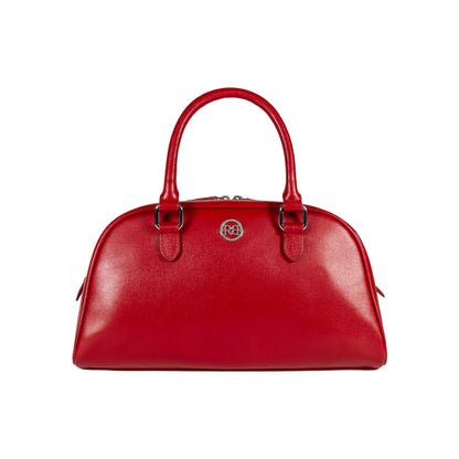 RENATO BORZATTA VIRGINIA Damen Bowlingtasche Rot – Echtleder Saffiano Made in Italy