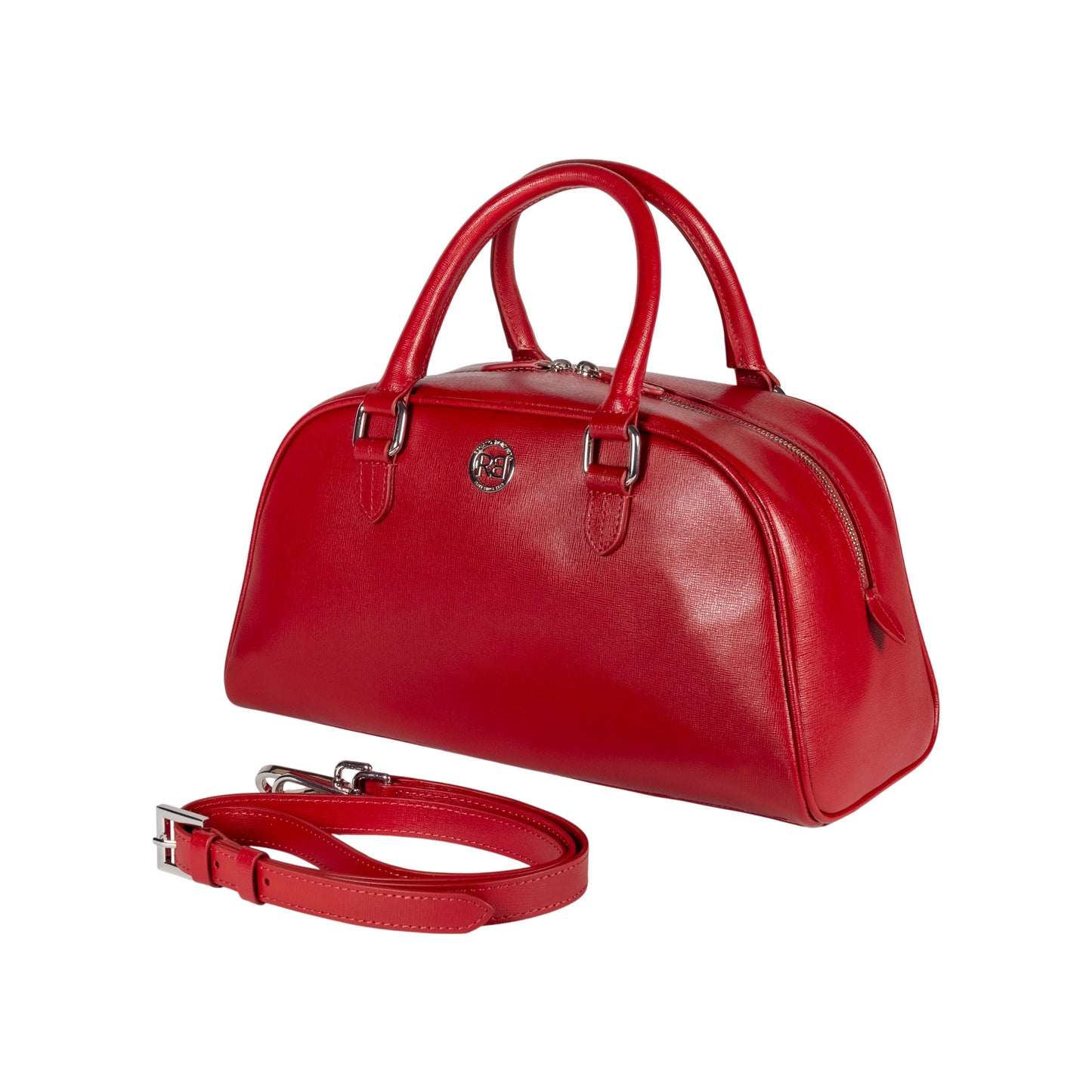 RENATO BORZATTA VIRGINIA Damen Bowlingtasche Rot – Echtleder Saffiano Made in Italy