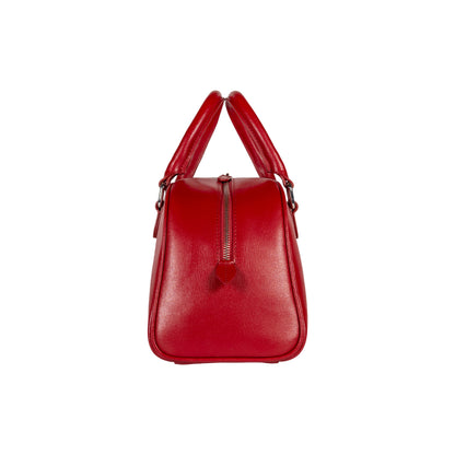 RENATO BORZATTA VIRGINIA Damen Bowlingtasche Rot – Echtleder Saffiano Made in Italy