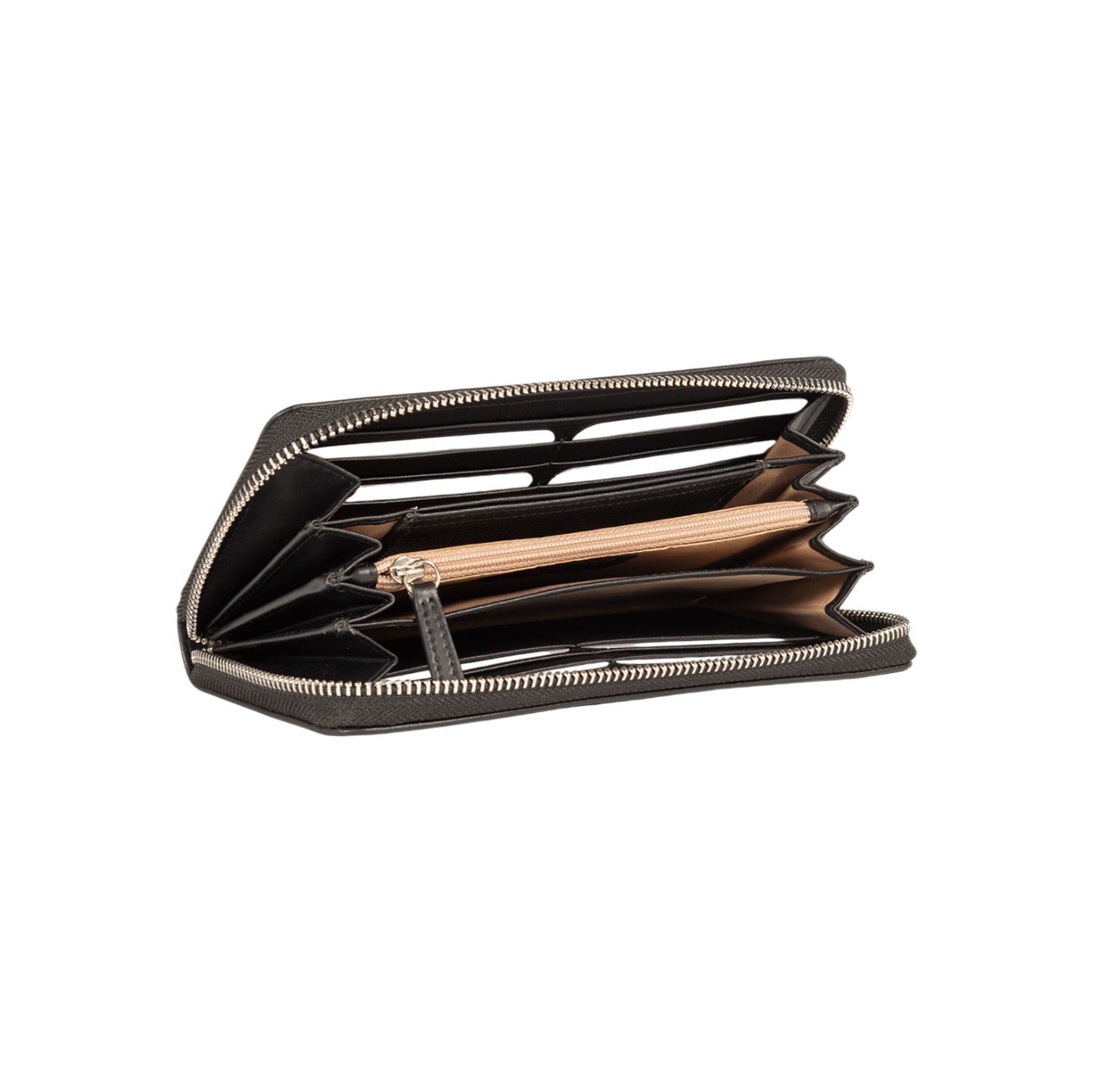 Damen-Reißverschlussportemonnaie Made in Italy aus echtem Leder, glatt und matt. Maße (geschlossen): 20 × 10 × 2,5 cm.
