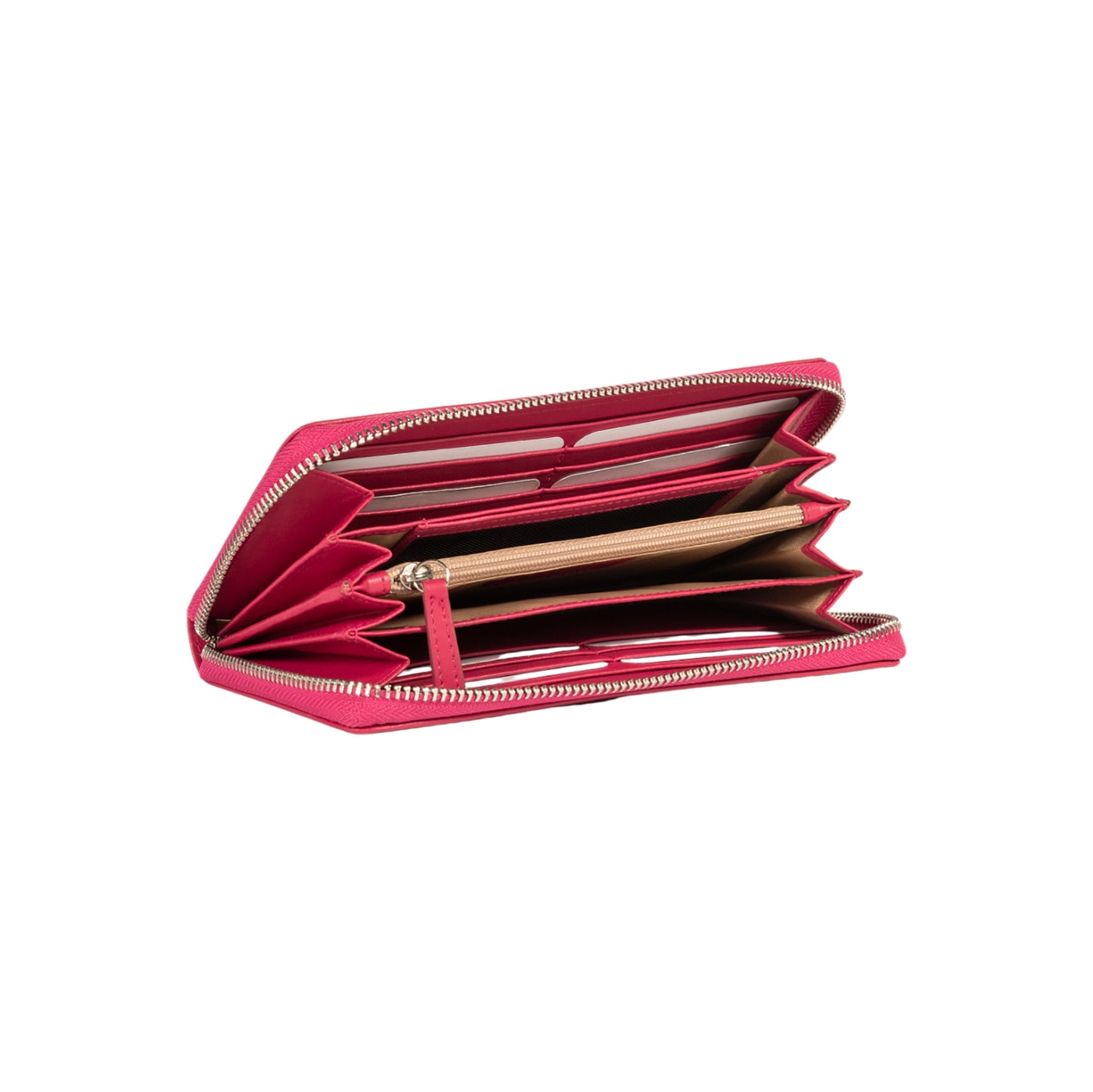 Damen-Reißverschlussportemonnaie Made in Italy aus echtem Leder, glatt und matt. Maße (geschlossen): 20 × 10 × 2,5 cm.