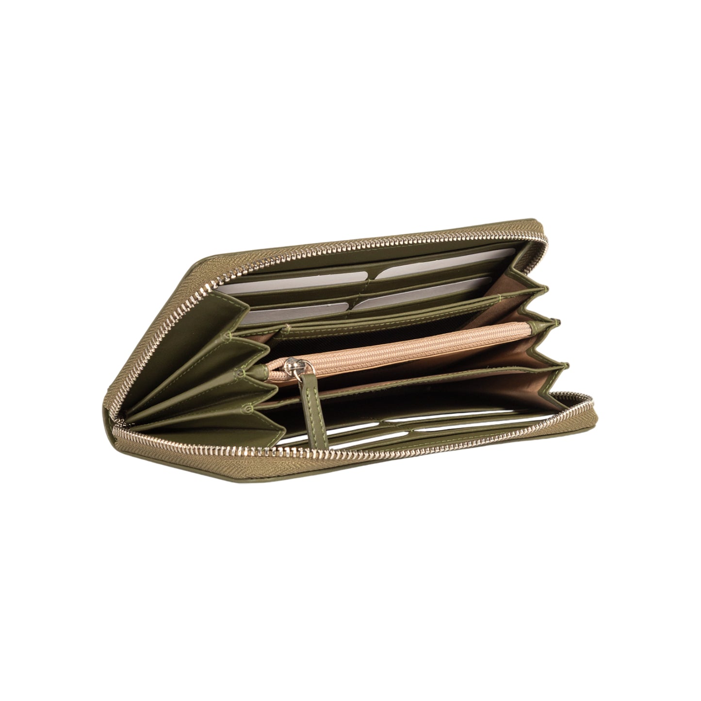 Damen-Reißverschlussportemonnaie Made in Italy aus echtem Leder, glatt und matt. Maße (geschlossen): 20 × 10 × 2,5 cm.