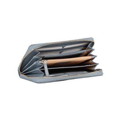 Damen-Reißverschlussportemonnaie Made in Italy aus echtem Leder, glatt und matt. Maße (geschlossen): 20 × 10 × 2,5 cm.