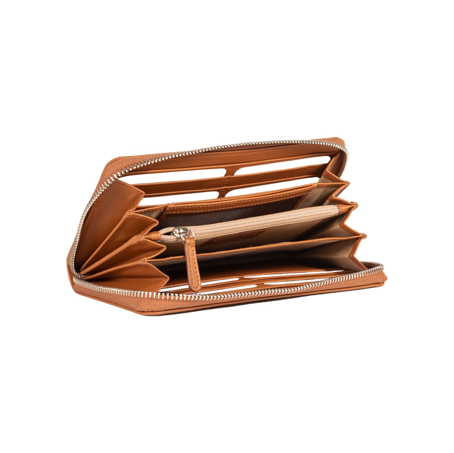 Damen-Reißverschlussportemonnaie Made in Italy aus echtem Leder, glatt und matt. Maße (geschlossen): 20 × 10 × 2,5 cm.