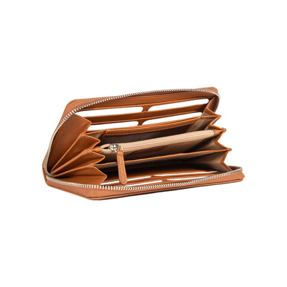 Damen-Reißverschlussportemonnaie Made in Italy aus echtem Leder, glatt und matt. Maße (geschlossen): 20 × 10 × 2,5 cm.